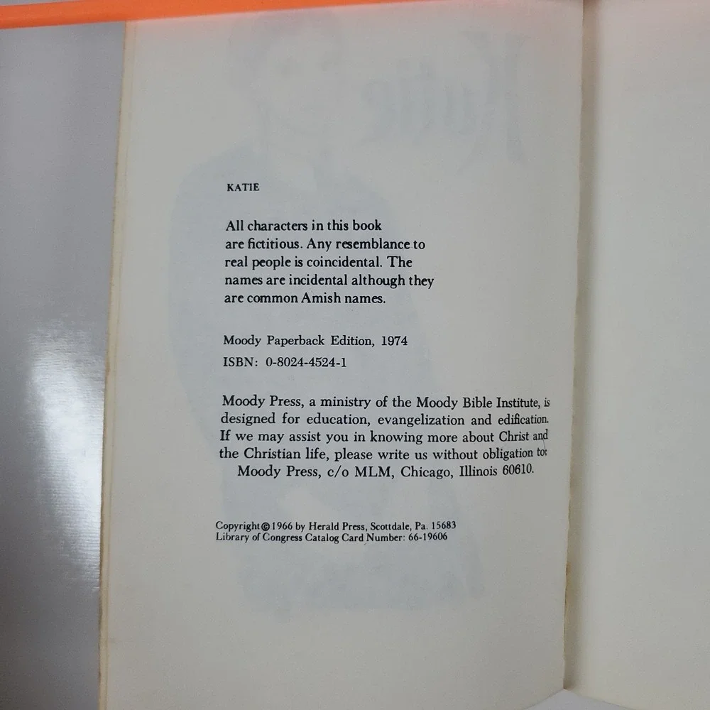 Katie CLARA BERNICE MILLER 1st Moody PB 1974 Vintage